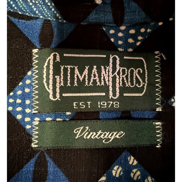 Gitman Bros Vintage Shirt Men's Asian Inspired Check Textured Cotton Small USA - Picture 9 of 13